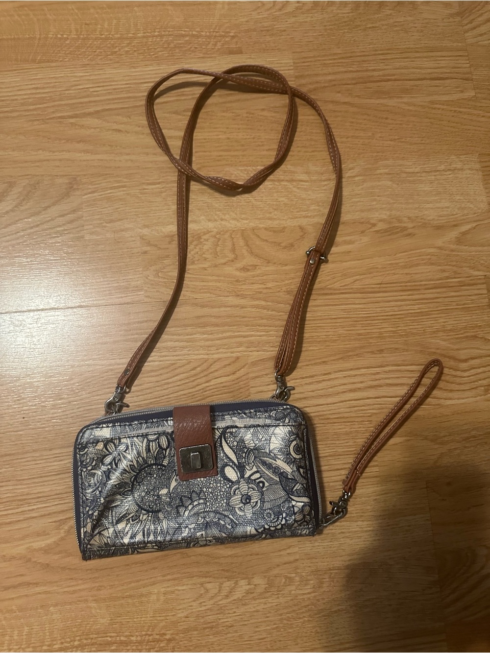 Brown Floral Crossbody Wallet Bag Sakroots